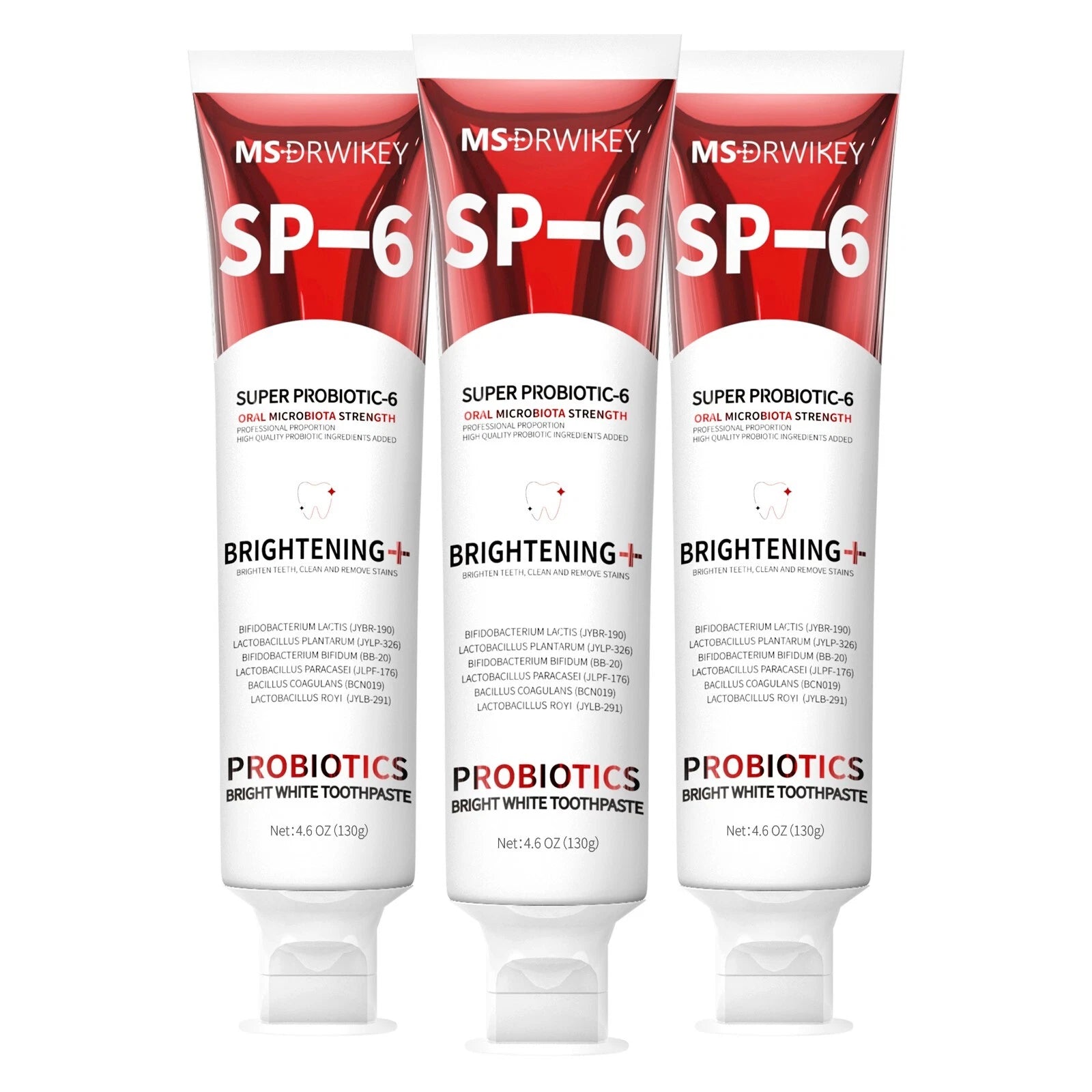 MSDRWIKEY SP-6 6-Probiotic Whitening Toothpaste Brighten & Oral Health 3-Packs