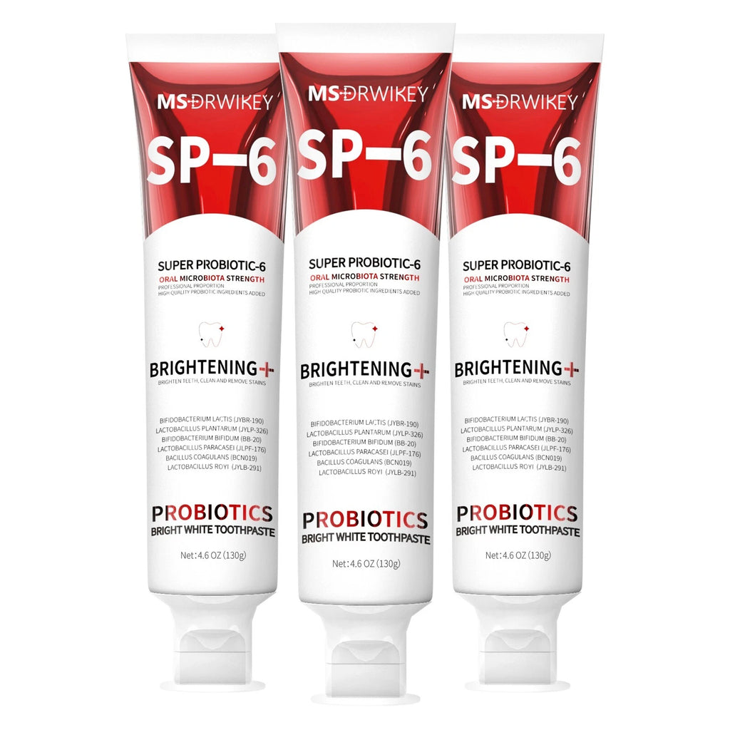 MSDRWIKEY SP-6 6-Probiotic Whitening Toothpaste Brighten & Oral Health 3-Packs