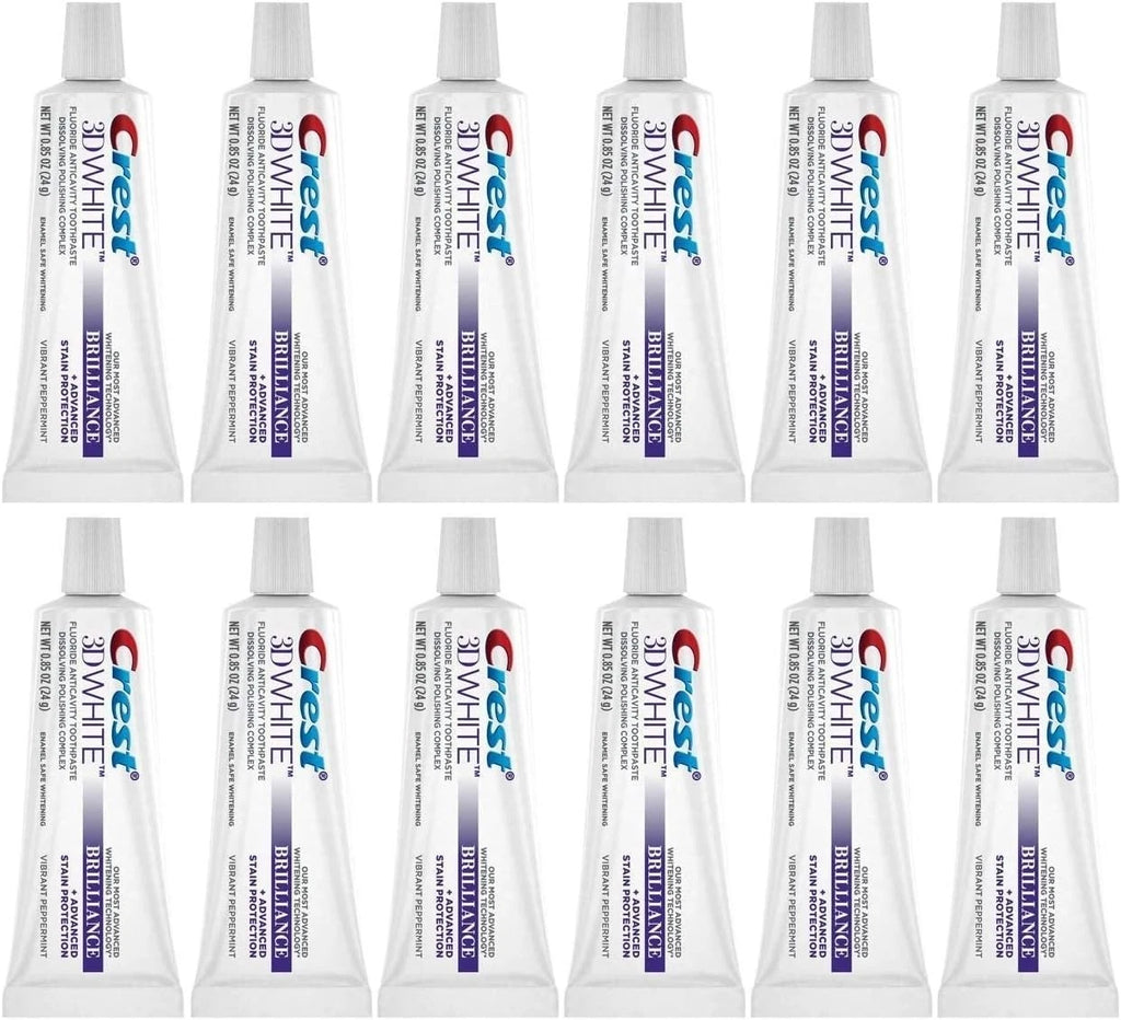 Crest 3D White Brilliance Toothpaste Travel Size 0.85oz 12 Pack Peppermint