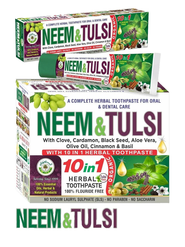 ORGANIC TOOTHPASTE- AL RIYAN NEEM & TULSI Toothpaste 100% Natural Fluoride free