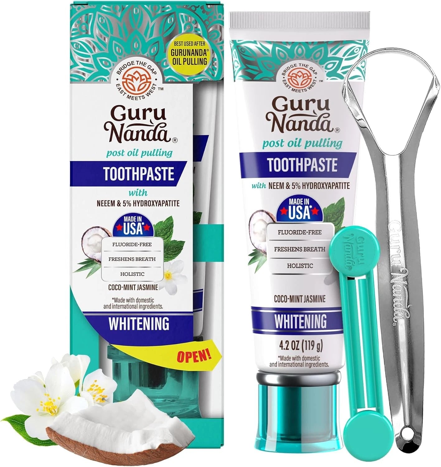 GuruNanda Hydroxyapatite Toothpaste for Whitening with Neem & Xylitol, SLS & Flu